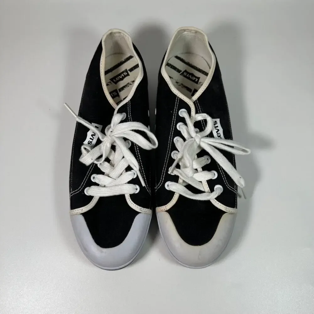 Levi's Black Canvas Low Top Sneakers Men's Size 10 Casual Lace Up Shoes